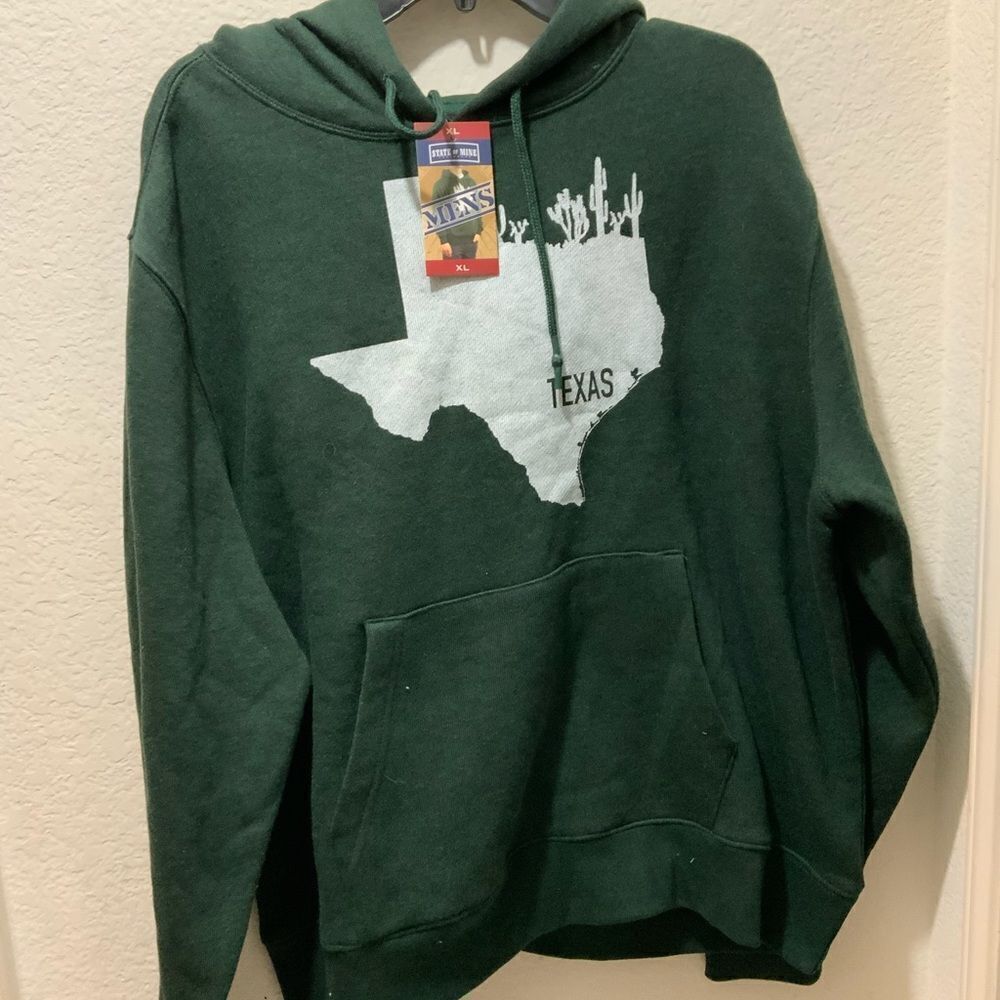 State of Mine Mens Size Extra Large Texas State Pullover Fleece Hoodie Green